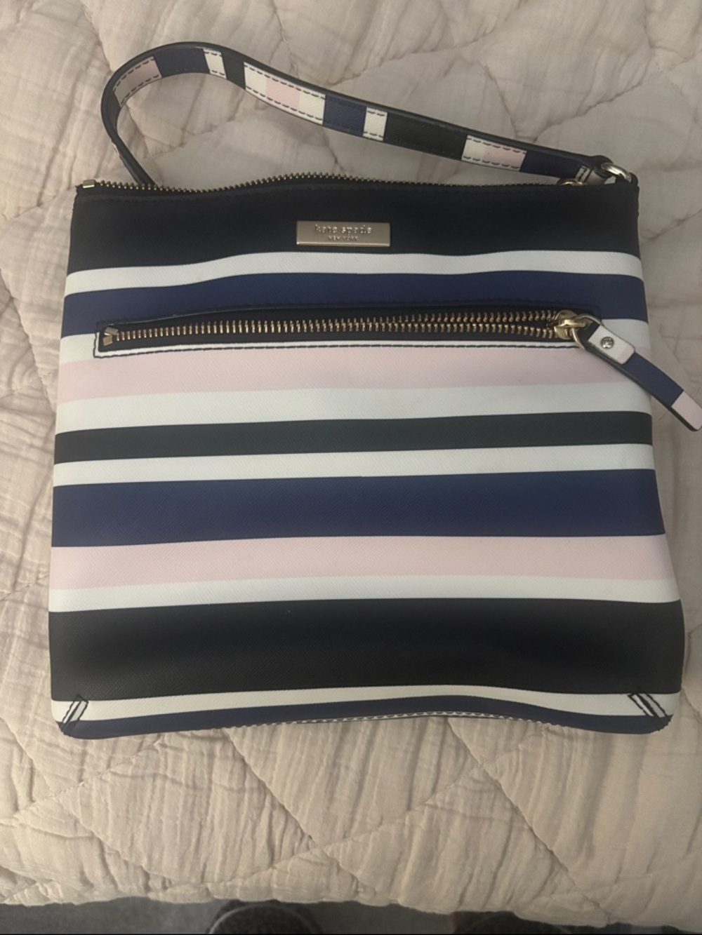 kate spade Striped Crossbody in Navy, Black & Pink